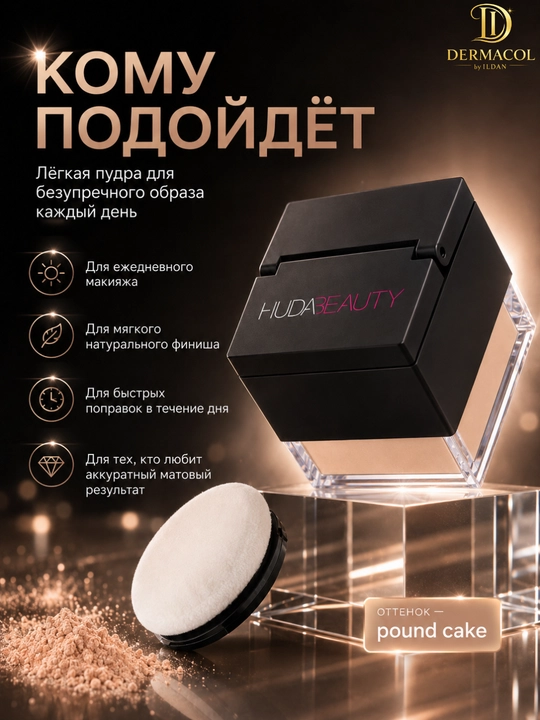 Yuz va ko‘z osti uchun yengil fiksatsiya pudrasi Huda Beauty Baby Bake Pound Cake 6 g