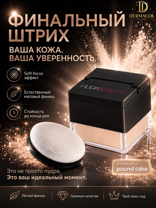 Yuz va ko‘z osti uchun yengil fiksatsiya pudrasi Huda Beauty Baby Bake Pound Cake 6 g - 