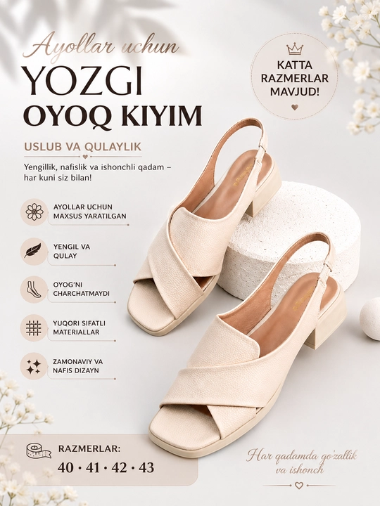 Ayollar oyoq kiyimlar, yozgi oyoq kiyimlar ayollar uchun, ayollar sandali, olcham 40-43 - 