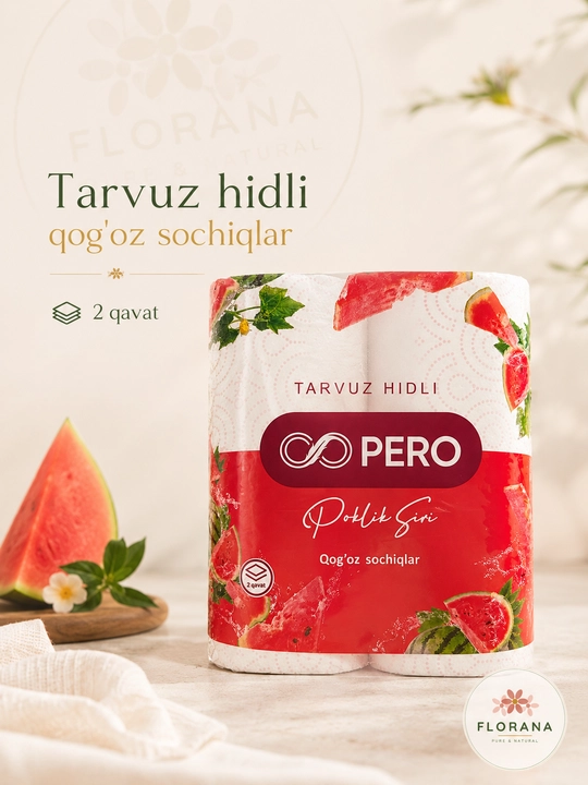 PERO qog'oz sochiqlar — tarvuz hidli, yumshoq 2 qavat🌿