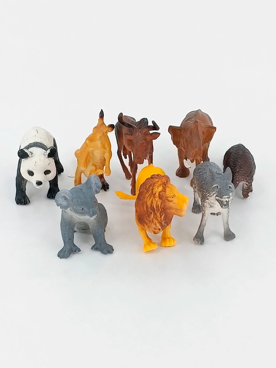 Yovvoyi hayvonlar o'yinchoqlar to'plami, 8 ta figura (panda, sher, fil, bo'ri)