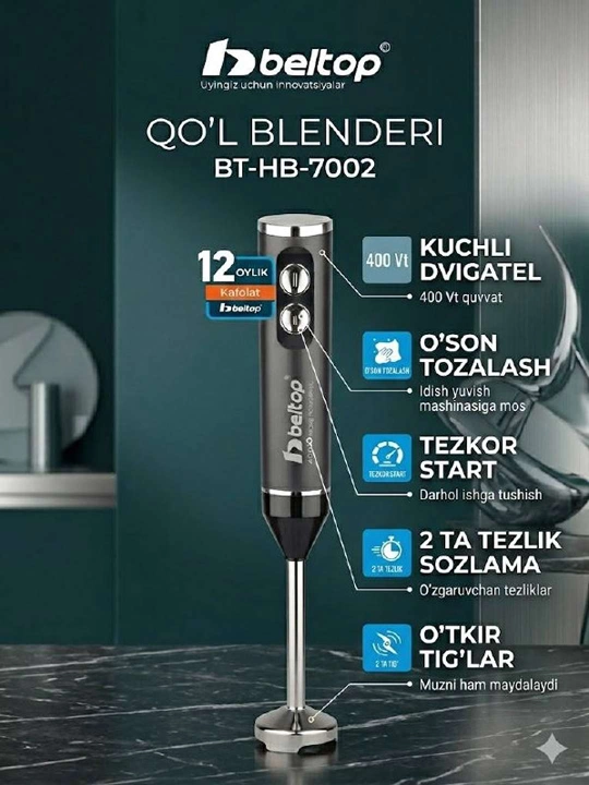 Qo'l Blenderi — Oshxonangizdagi eng tezkor va kuchli yordamchi! - 
