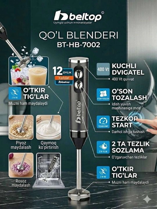 Qo'l Blenderi — Oshxonangizdagi eng tezkor va kuchli yordamchi!
