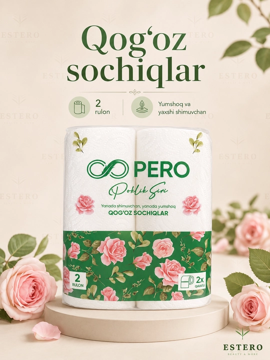 PERO Poklik Siri qog'oz sochiq — yanada yumshoq, 2 qavat, 2 rulon 