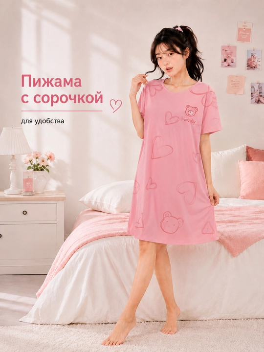 Ayollar uchun uyqu va uyda kiyish uchun pijama, 4 tasi 1 da
