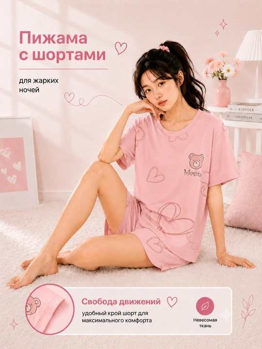 Ayollar uchun uyqu va uyda kiyish uchun pijama, 4 tasi 1 da