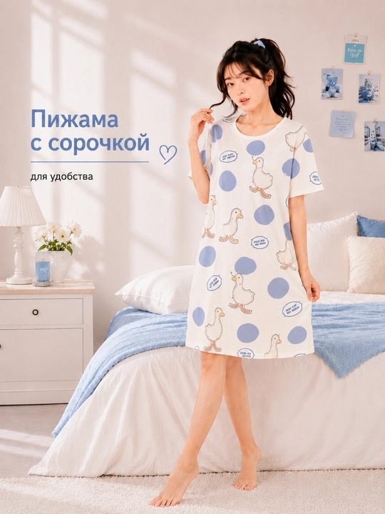 Ayollar uchun uyqu va uyda kiyish uchun pijama, 4 tasi 1 da