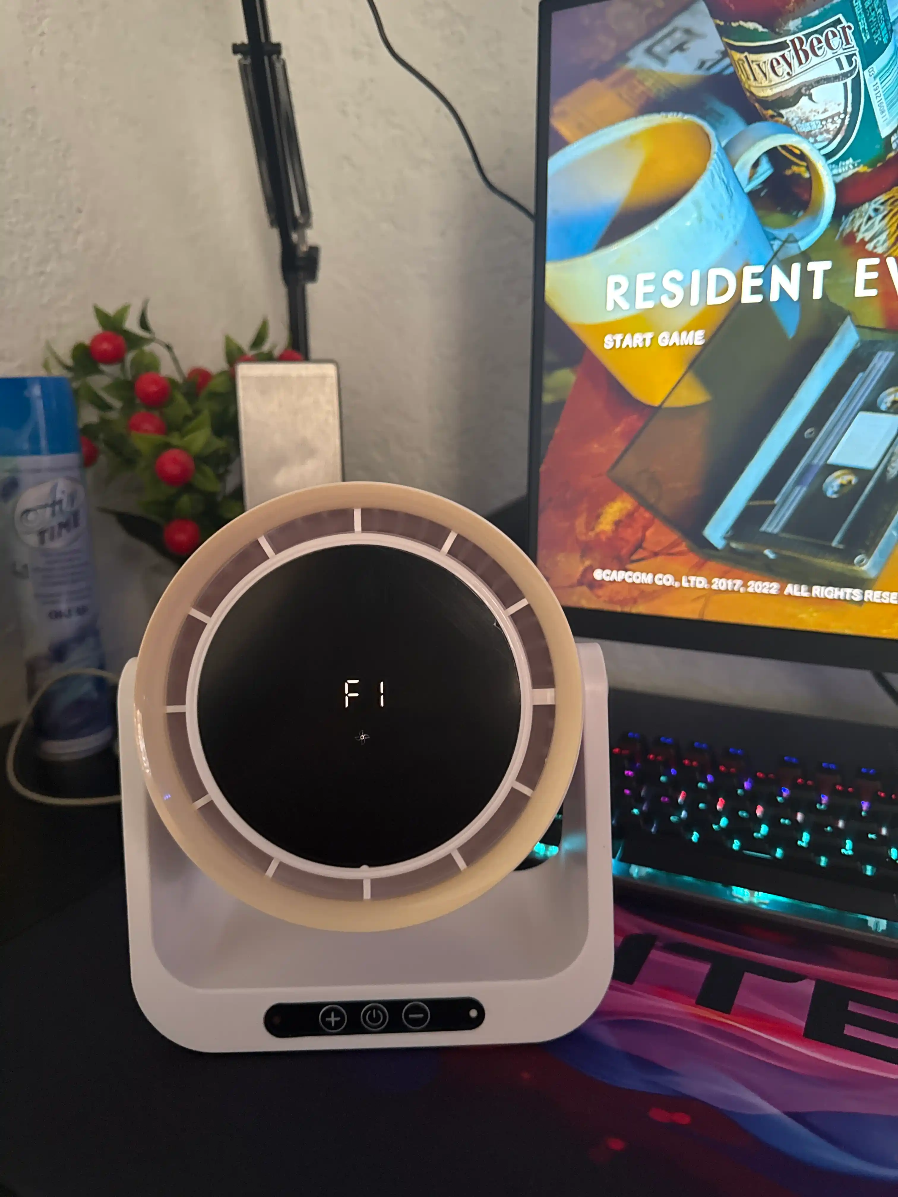 Simsiz 2-in-1 ventilyatori, 5 tezlik, LED zaryadlash, lager va uy uchun