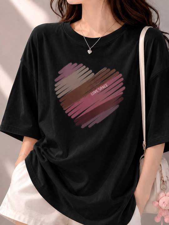 Женская футболка, с принтом, свободная, M-XL - 