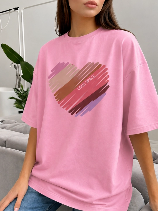 Женская футболка, с принтом, свободная, M-XL - 