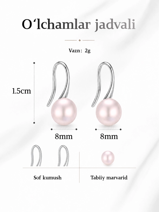 Серебряные серьги с натуральным жемчугом Adelinde 925 пробы