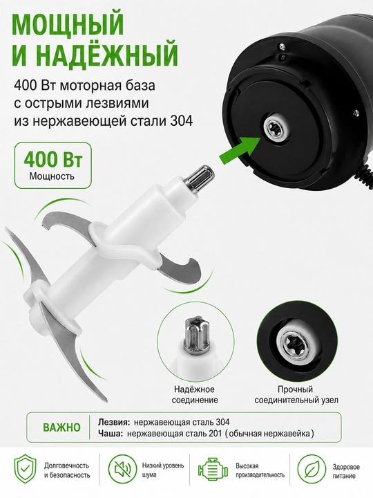 Измельчитель Sokany SK-7020, 400 Вт, 2 л, с острыми стальными лезвиями