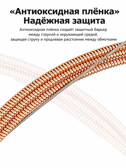 Комплект струн для акустической гитары 6 штук, фосфорная бронза, антикоррозийные
