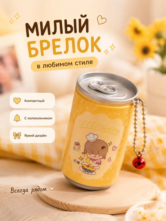 Влажные салфетки в банке-брелоке Dessert World, 30 шт