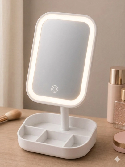 LED зеркало-органайзер USB — косметическое зеркало с подсветкой
