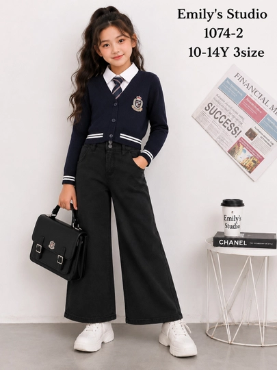 Emily's Studio qizlar uchun keng paçali jinsi shim  - 