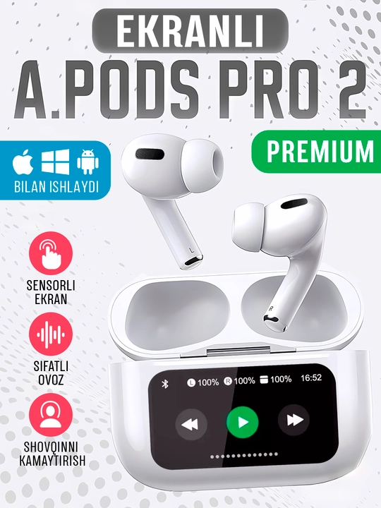 A9 PRO беспроводные наушники, Bluetooth 5.4, ANC шумоподавление, LED экранный кейс - 