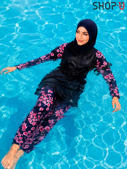 SCATO ayollar uchun musulmoncha suzish kiyimi, hijobli burkini, yopiq suzish kiyimi