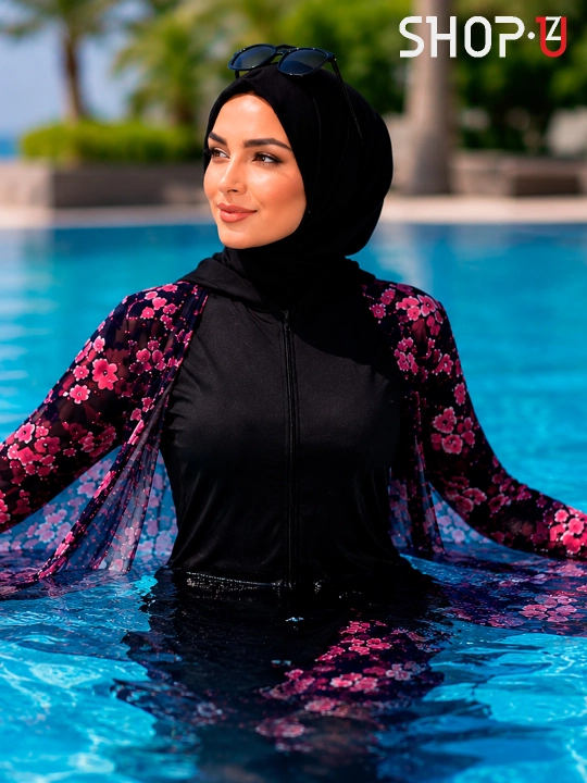 SCATO ayollar uchun musulmoncha suzish kiyimi, hijobli burkini, yopiq suzish kiyimi