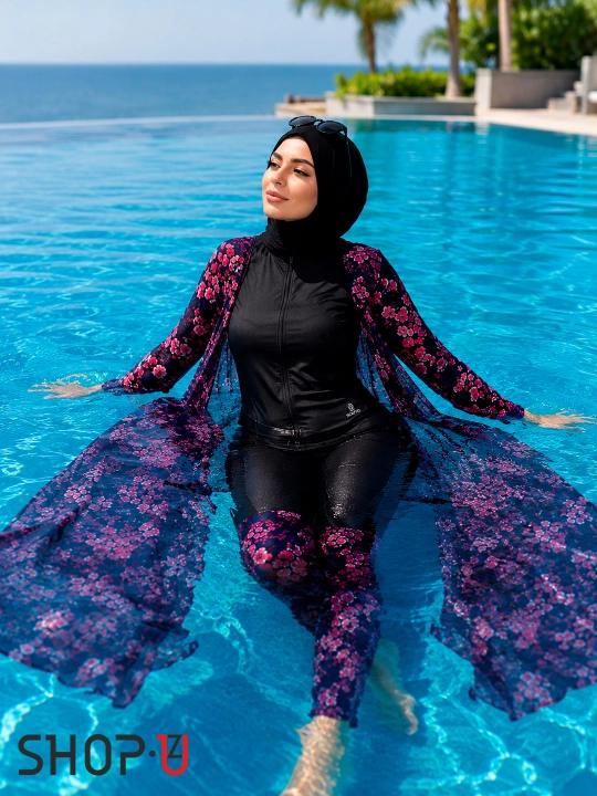SCATO ayollar uchun musulmoncha suzish kiyimi, hijobli burkini, yopiq suzish kiyimi