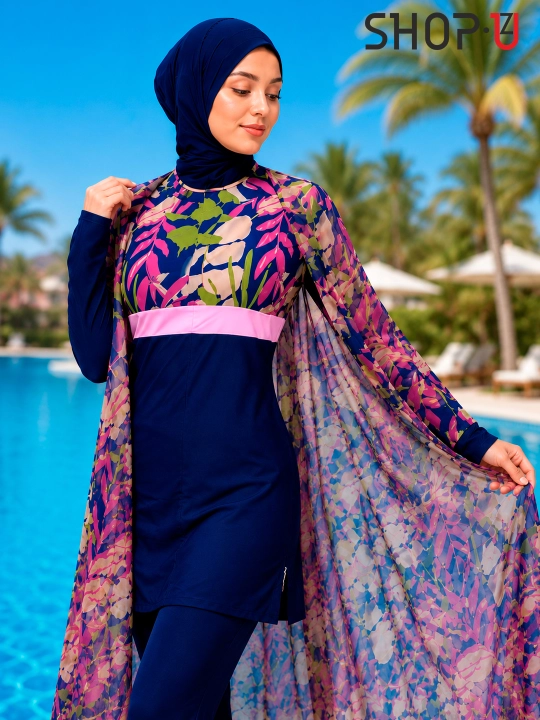 SCATO ayollar uchun musulmoncha suzish kiyimi, hijobli burkini, yopiq suzish kiyimi