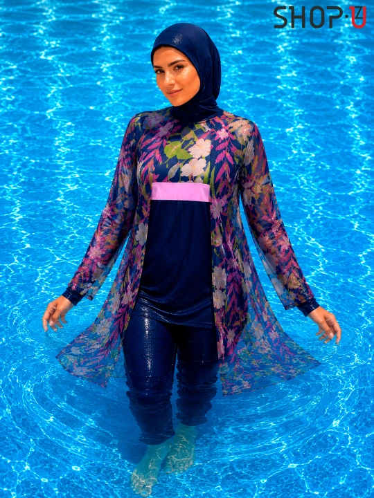 SCATO ayollar uchun musulmoncha suzish kiyimi, hijobli burkini, yopiq suzish kiyimi