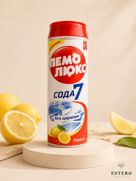 Pemolux Soda 7 tozalagich kukuni — limon hidli, tirnash qoldirmaydi 480 gr - 