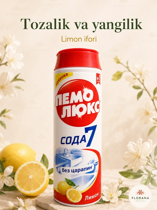 Pemolux Soda 7 kukuni - yog‘ va iflosliklarni ketkazadi, limon hidi 480 g