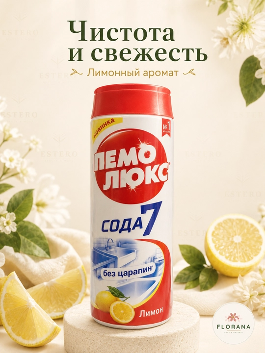 Pemolux Soda 7 kukuni - yog‘ va iflosliklarni ketkazadi, limon hidi 480 g