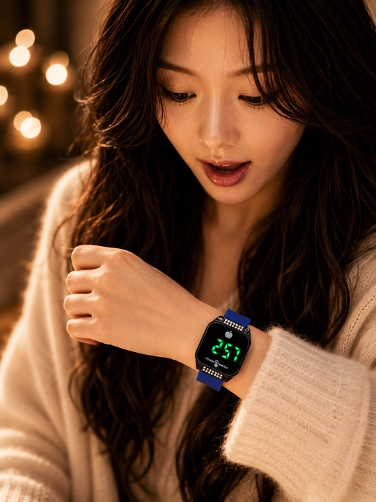 Soat ayollar uchun, sensorli elektron soat, Touch Watch LED, silikon tasmali