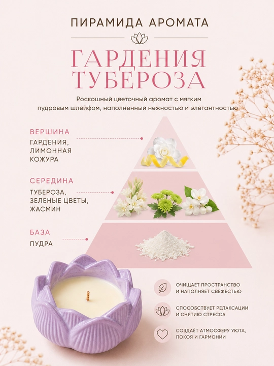 "Lotus" dekorativ xushbo'y sham "Orxideya guli" hidi bilan 30 ml AROMAGIC