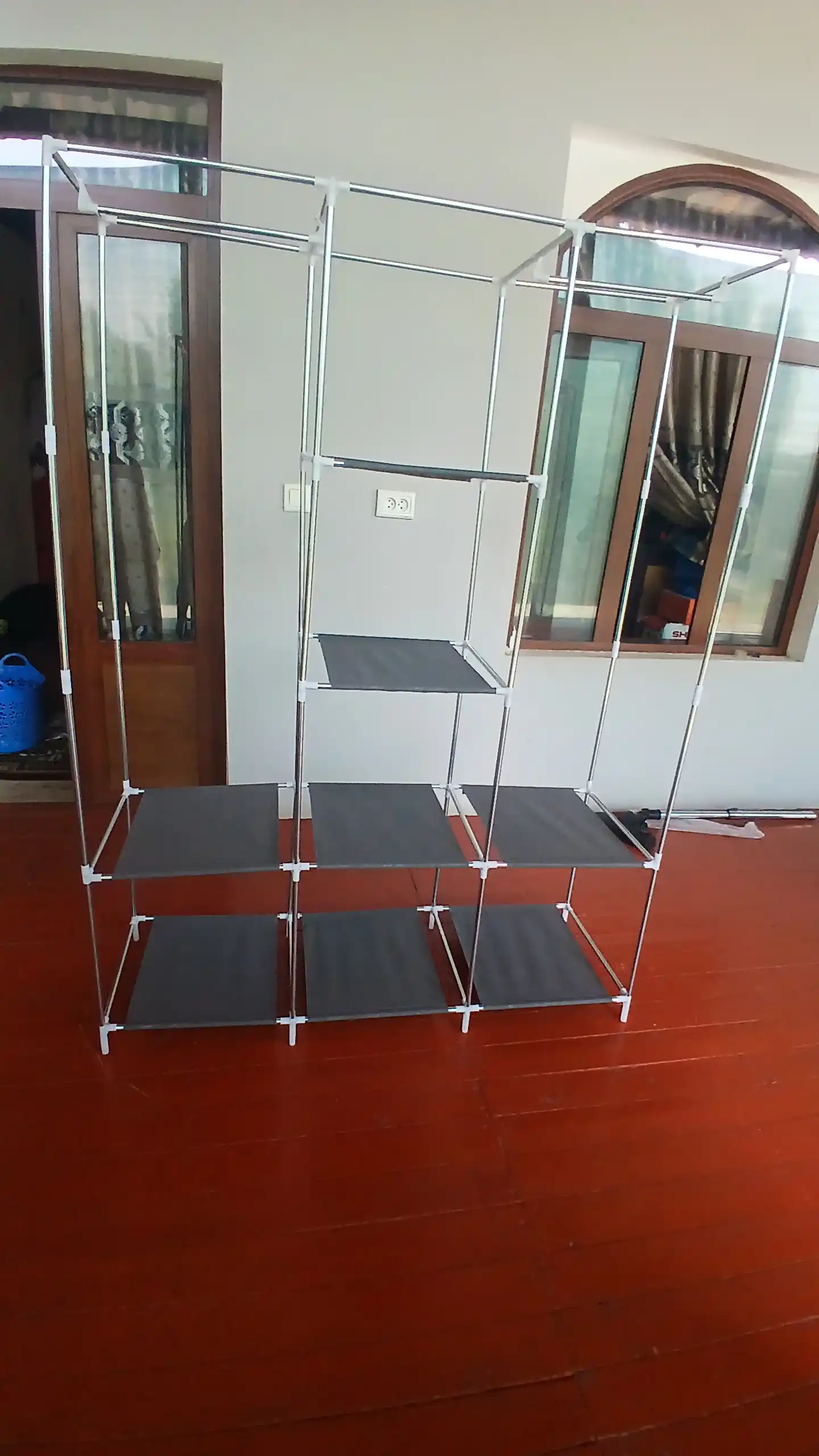 Тканевый шкаф сборный — гардероб 130×45×175 см, органайзер для одежды и обуви
