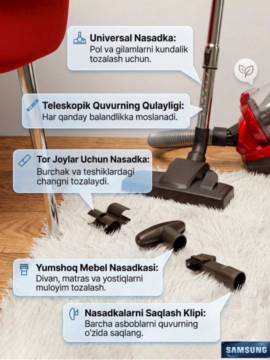 Samsung PSS-430 changyutgichi, quvvati 4000 Vt, hajmi 4 litr, HEPA filtri