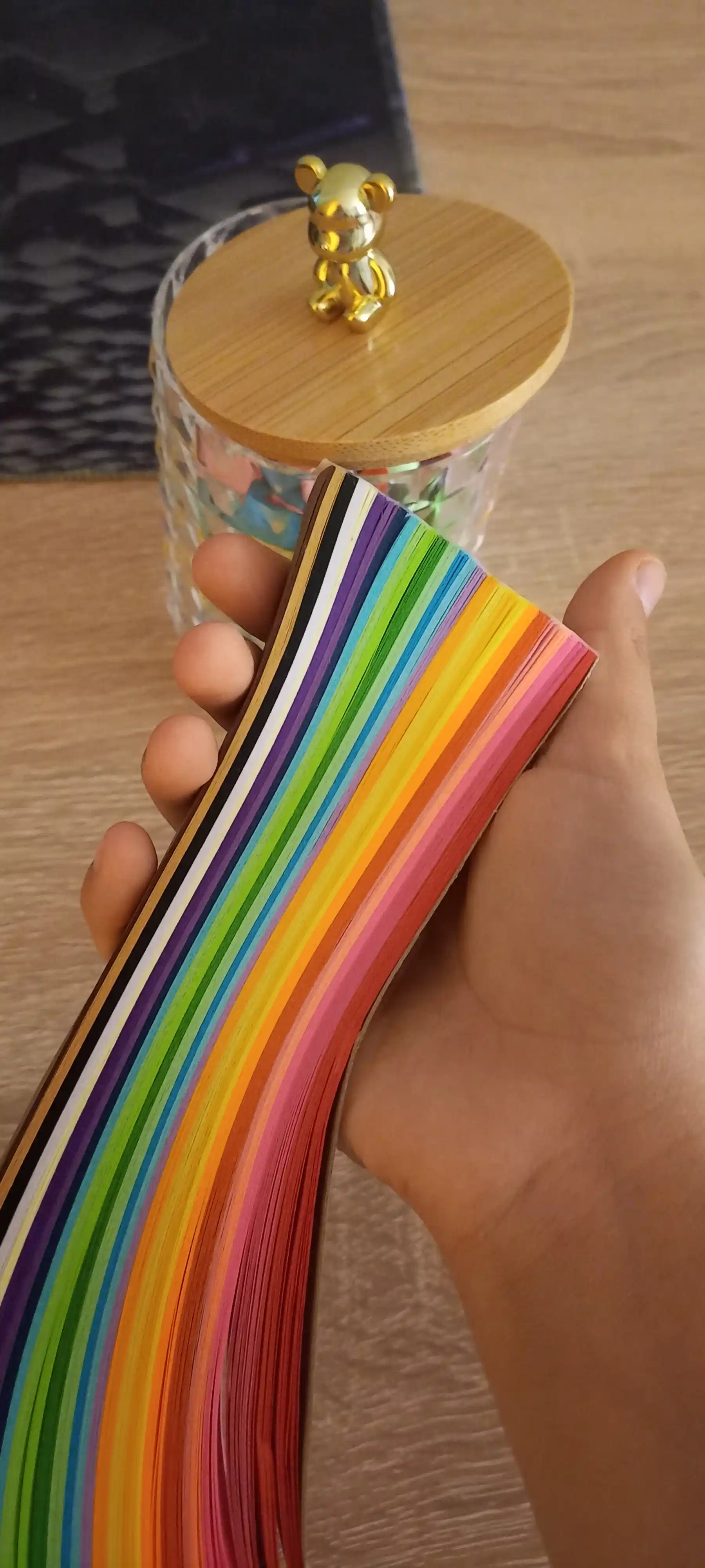 Rangli chiziqli kvilling qog'ozlari, 3D yulduzcha, origami