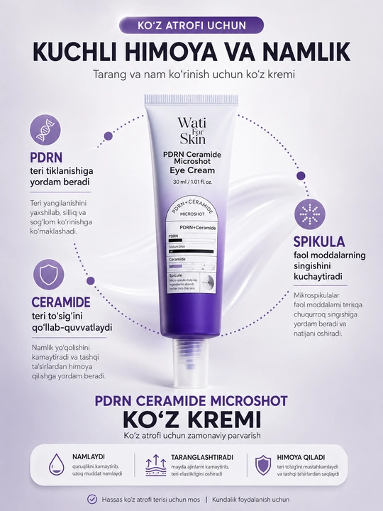Крем для глаз Wati For Skin PDRN Ceramide Micro Spicule, 30 мл