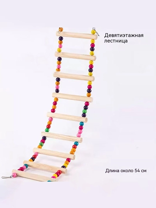 Качели для попугаев и птиц, деревянное кольцо-насест с цветными бусинами