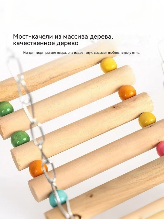 Качели для попугаев и птиц, деревянное кольцо-насест с цветными бусинами