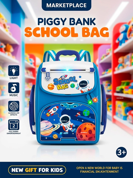 Interaktiv cho'ntagik-sumka "School Bag" parol va barmoq izi bilan, kosmos