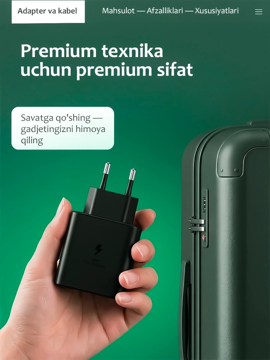 Зарядное устройство Samsung 45W, Type-C, быстрая зарядка, адаптер для телефона
