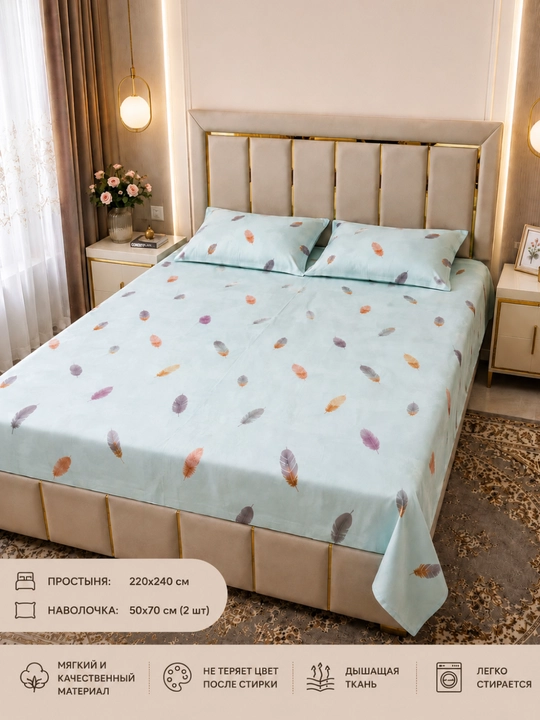 Комплект постельного белья , 220×240 см, 2 наволочки 50×70 см - 