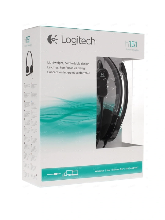 Kompyuter, koll-markaz, qo‘ng‘iroqlar, musiqa uchun Logitech H151 simli quloqchinlari