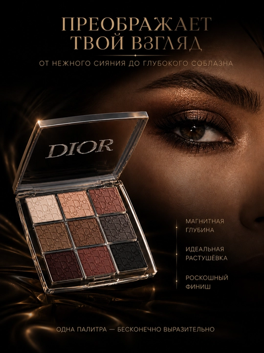 Палетка теней для век Dior Eye Palette 002 Essentials, стойкие пигментированные оттенки