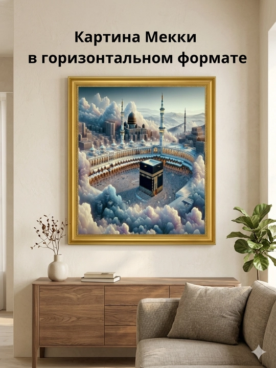"Islom" mavzusidagi olmosli mozaika 40x50 sm o‘lchamdagi ramkali kanvas bilan
