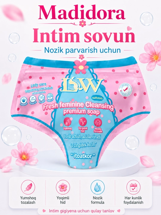 Nozik parvarish uchun intim sovun - ehtiyotkorlik bilan tozalash va parvarish qilish uchun maxsus ishlab chiqilgan - 