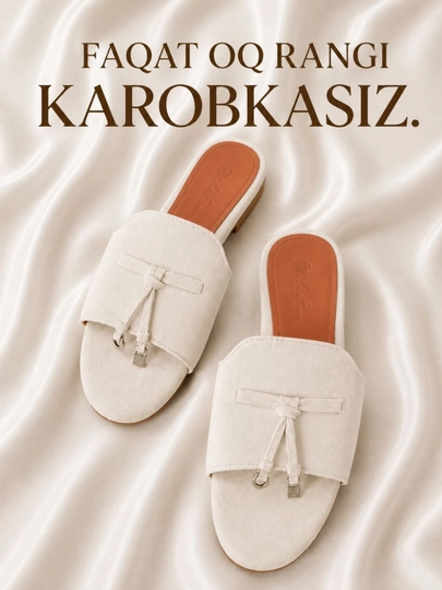 Ayollar poyabzali, premium stil oyoq kiyim, ayollar tapochkasi, LORO PIANA - 