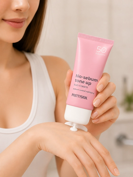 Quyoshdan himoyalovchi SPF 50+ krem PRETTYSKIN No-Sebum Tone Up, 70 ml