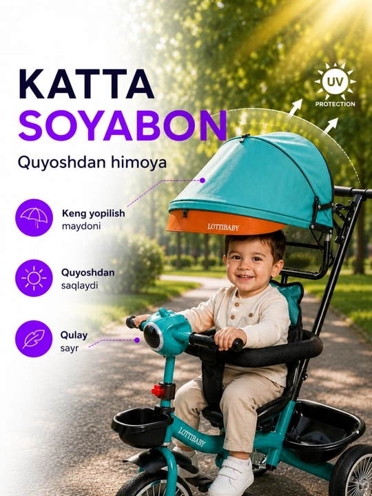 Велоколяска для детей, детский велосипед трехколесный, каталка