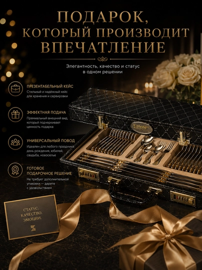 Набор столовых приборов Zepter, 48 предметов, на 12 персон, ложка вилка нож и чайная ложка