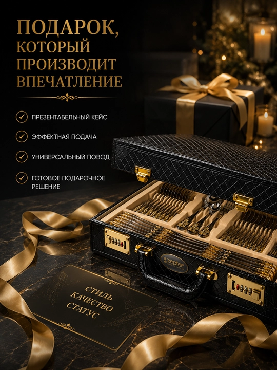 Набор столовых приборов Zepter, 48 предметов, на 12 персон, ложка вилка нож и чайная ложка