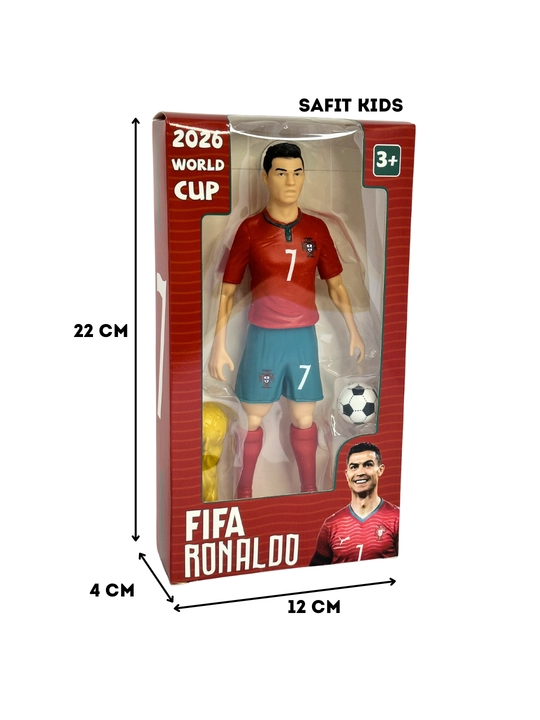 FIFA mashxur futbolchilar modeli, to‘p va kubok bilan, bolalar uchun futbolchi o`yinchog`i